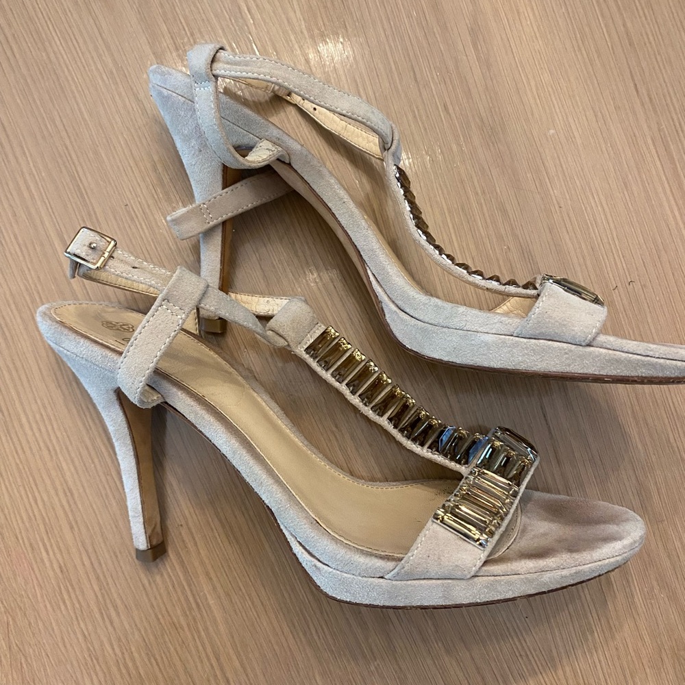 Isola nude suede heels with gems size 9.5